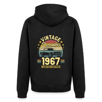 Vintage December 1967 55 years anniversary - Unisex Premium Organic Zip Hoodie - black - Back - Nico (187cm)