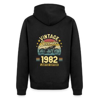 Vintage Décembre 1982 40 Ans Anniversaire - Veste à capuche bio Premium Unisexe - noir - Dos - Nico (187cm)