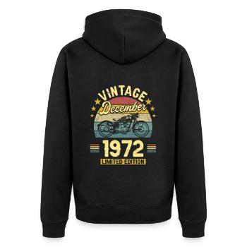 Vintage Décembre 1972 50 Ans Anniversaire - Veste à capuche bio Premium Unisexe - noir - Dos - Nico (187cm)