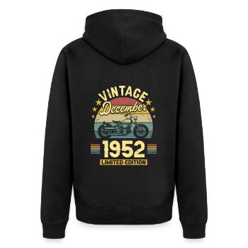 Vintage Décembre 1952 70 Ans Anniversaire - Veste à capuche bio Premium Unisexe - noir - Dos - Nico (187cm)