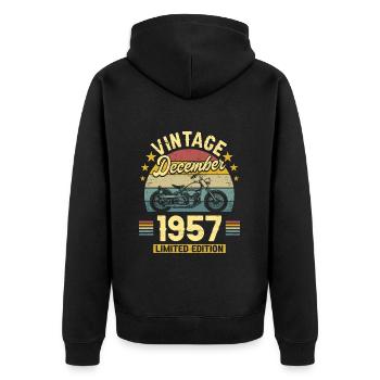 Vintage Décembre 1957 65 Ans Anniversaire - Veste à capuche bio Premium Unisexe - noir - Dos - Nico (187cm)