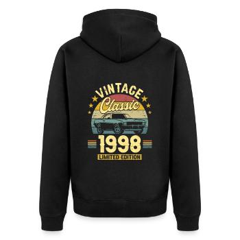 Voiture Vintage 1998 25 Ans Anniversaire - Veste à capuche bio Premium Unisexe - noir - Dos - Nico (187cm)