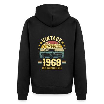 Car Vintage 1968 55 Years Anniversary - Unisex Premium Organic Zip Hoodie - black - Back - Nico (187cm)