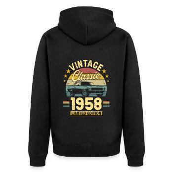 Voiture Vintage 1958 65 Ans Anniversaire - Veste à capuche bio Premium Unisexe - noir - Dos - Nico (187cm)