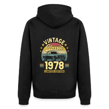 Car Vintage 1978 45 Years Anniversary - Unisex Premium Organic Zip Hoodie - black - Back - Nico (187cm)