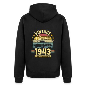 Car Vintage 1943 80 Years Anniversary - Unisex Premium Organic Zip Hoodie - black - Back - Nico (187cm)