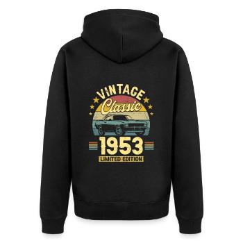 Voiture Vintage 1953 70 Ans Anniversaire - Veste à capuche bio Premium Unisexe - noir - Dos - Nico (187cm)