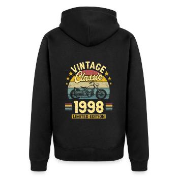 Moto Vintage 1998 25 Ans Anniversaire - Veste à capuche bio Premium Unisexe - noir - Dos - Nico (187cm)