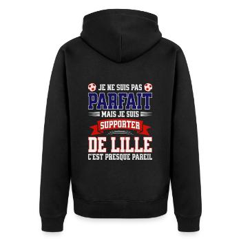 Supporter Football Lille Foot Fier Lillois - Veste à capuche bio Premium Unisexe - noir - Dos - Nico (187cm)