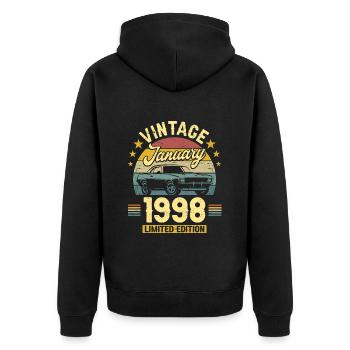 Vintage Janvier 1998 25 Ans Anniversaire - Veste à capuche bio Premium Unisexe - noir - Dos - Nico (187cm)