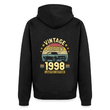 Vintage Février 1998 25 Ans Anniversaire - Veste à capuche bio Premium Unisexe - noir - Dos - Nico (187cm)