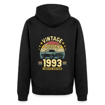 Vintage Février 1993 30 Ans Anniversaire - Veste à capuche bio Premium Unisexe - noir - Dos - Nico (187cm)