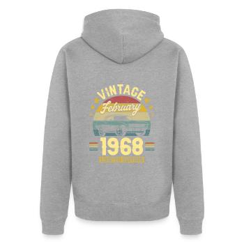 Vintage Février 1968 55 Ans Anniversaire - Veste à capuche bio Premium Unisexe - gris chiné - Dos - Nico (187cm)