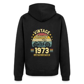 Vintage Février 1973 50 Ans Anniversaire - Veste à capuche bio Premium Unisexe - noir - Dos - Nico (187cm)