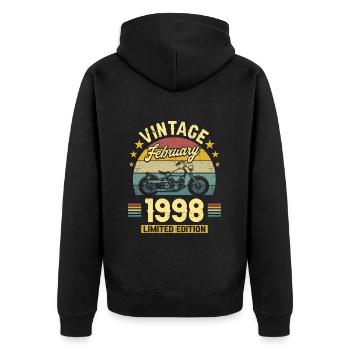Vintage Février 1998 25 Ans Anniversaire - Veste à capuche bio Premium Unisexe - noir - Dos - Nico (187cm)