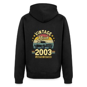 Vintage Mars 2003 20 Ans Anniversaire - Veste à capuche bio Premium Unisexe - noir - Dos - Nico (187cm)