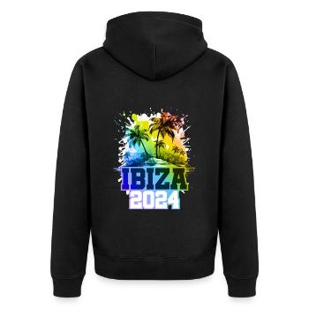 Ibiza 2024 Vacances Palmiers Colorés - Veste à capuche bio Premium Unisexe - noir - Dos - Nico (187cm)