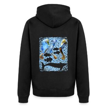 Hippocampe Dansant, Naturel, Poisson, Dauphin - Veste à capuche bio Premium Unisexe - noir - Dos - Nico (187cm)