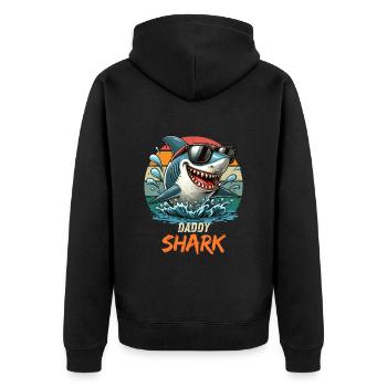 Father Father's Day Shark Daddy Shark Sea Holiday Funny - Unisex Premium Organic Zip Hoodie - black - Back - Nico (187cm)