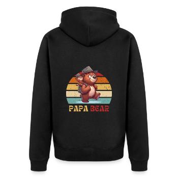 Père Papa Ours Fête des Pères Ours Rétro Drôle Grizzly - Veste à capuche bio Premium Unisexe - noir - Dos - Nico (187cm)