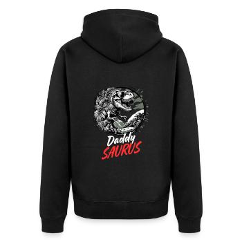 Dad Daddy Saurus Dad Father's Day Dinosaur Fun - Unisex Premium Organic Zip Hoodie - black - Back - Nico (187cm)