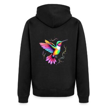 Liebe bunte Kolibris Tie Dye Kolibri - Unisex Premium Bio Zip Hoodie - Schwarz - Hinten - Nico (187cm)