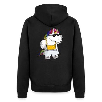 Licorne de dessin animé unique - Veste à capuche bio Premium Unisexe - noir - Dos - Nico (187cm)