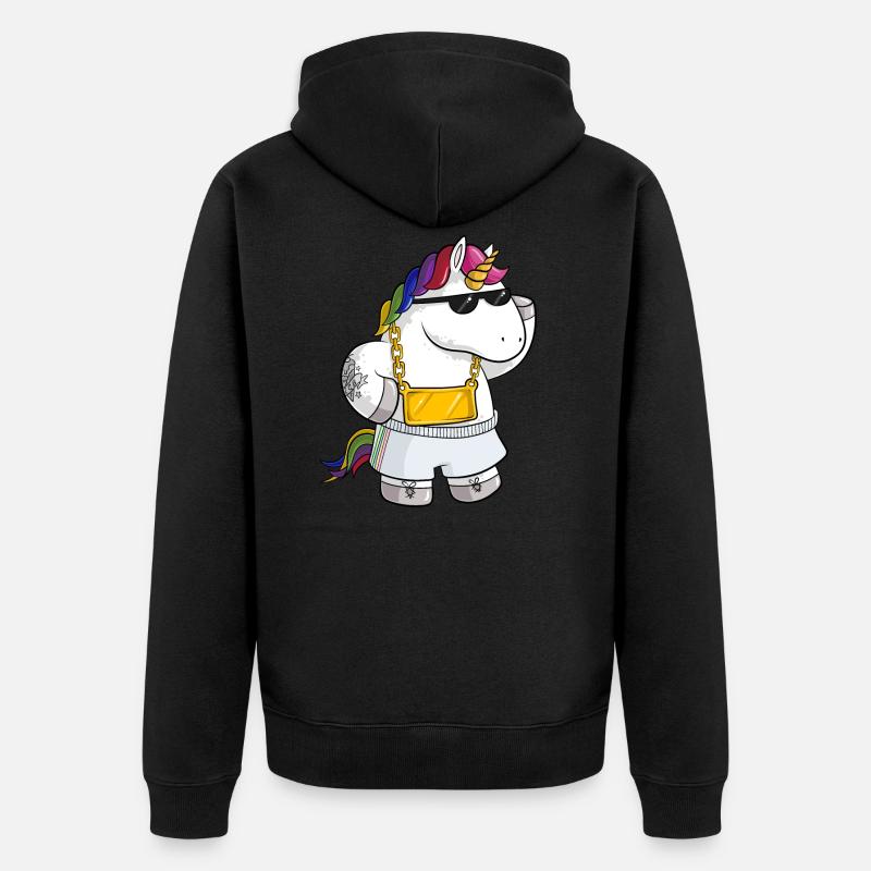 Unique Comic Einhorn - Unisex Premium Bio Zip Hoodie - Schwarz