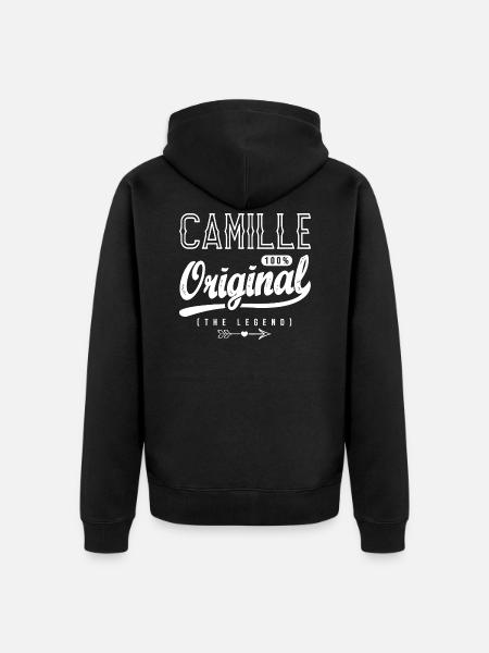 naam CAMILLE aangepaste t-shirtnaam - Uniseks Premium bio ziphoodie - zwart