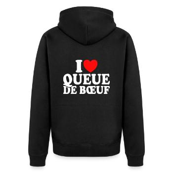 Boucher I Love Queue De Boeuf - Veste à capuche bio Premium Unisexe - noir - Dos - Nico (187cm)