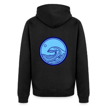 Meer Ozean Welle Wasser - Unisex Premium Bio Zip Hoodie - Schwarz - Hinten - Nico (187cm)