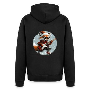 Fuchs Weihnachten Rocker Gitarre - Unisex Premium Bio Zip Hoodie - Schwarz - Hinten - Nico (187cm)