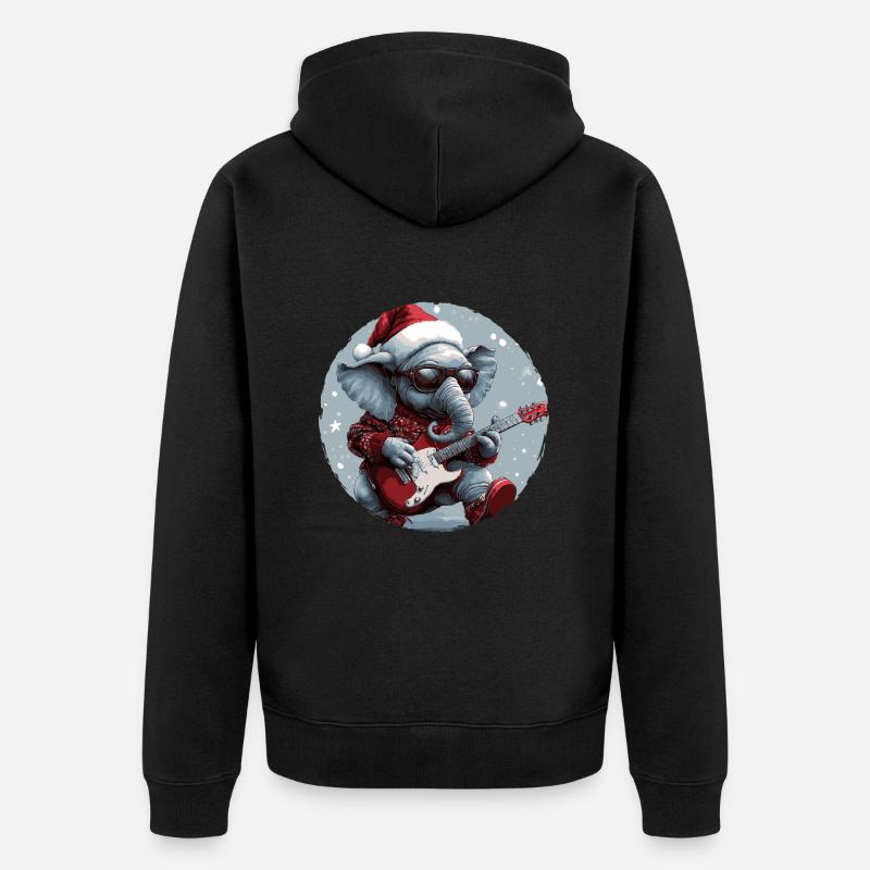 Guitare Rocker de Noël Elephant - Veste à capuche bio Premium Unisexe - noir