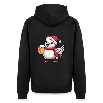 Dove Bird Christmas Beer Funny - Unisex Premium Organic Zip Hoodie - black - Back - Nico (187cm)
