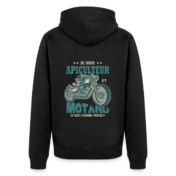 motard parfait apiculteur parfait abeille - Veste à capuche bio Premium Unisexe - noir - Dos - Nico (187cm)