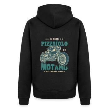 motard parfait pizzaïolo parfait - Veste à capuche bio Premium Unisexe - noir - Dos - Nico (187cm)