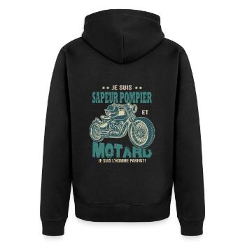 motard parfait sapeur pompier parfait - Veste à capuche bio Premium Unisexe - noir - Dos - Nico (187cm)