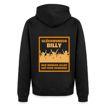 Kollege Billy - Unisex Premium Bio Zip Hoodie - Schwarz - Hinten - Nico (187cm)