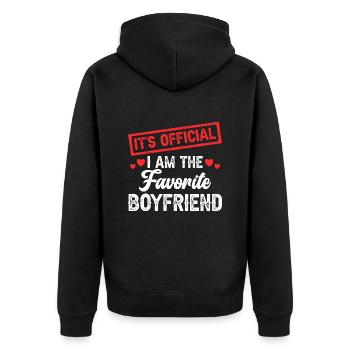 Ich bin der Lieblingsfreund, Bachelorette, Hund und Hochzeit - Unisex Premium Bio Zip Hoodie - Schwarz - Hinten - Nico (187cm)