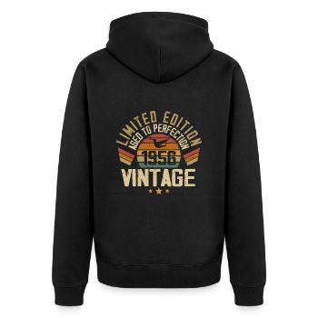 Vintage 1956 Retro 1956 Birthday Gift - Unisex Premium Organic Zip Hoodie - black - Back - Nico (187cm)