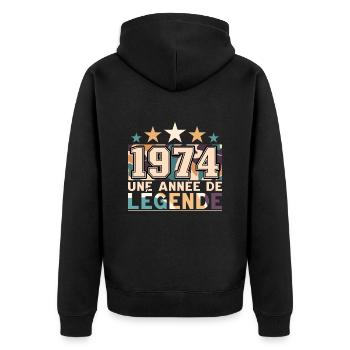 Année De Légende 1974 50 Ans Anniversaire - Veste à capuche bio Premium Unisexe - noir - Dos - Nico (187cm)