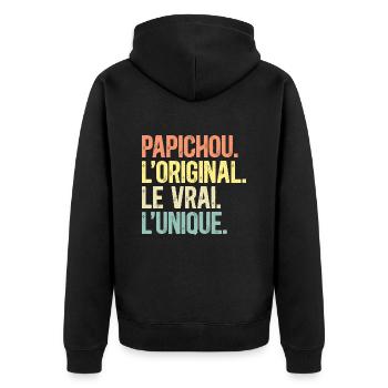 Papichou L'Original Le Vrai L'Unique Papy - Veste à capuche bio Premium Unisexe - noir - Dos - Nico (187cm)