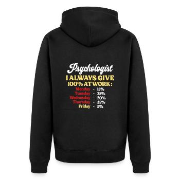 100% At Work Funny Psychologist Quote - Unisex Premium Organic Zip Hoodie - black - Back - Nico (187cm)