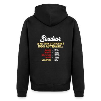 100% Au Travail Citation Drôle Soudeur - Veste à capuche bio Premium Unisexe - noir - Dos - Nico (187cm)