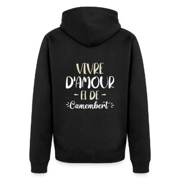 Vivre D'Amour Et De Camembert Humour Fromage - Veste à capuche bio Premium Unisexe - noir - Dos - Nico (187cm)