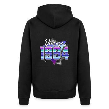 Retro 30th Anniversary 1994 - Unisex Premium Organic Zip Hoodie - black - Back - Nico (187cm)