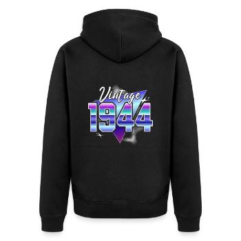 Retro 80 Jahre 1944 - Unisex Premium Bio Zip Hoodie - Schwarz - Hinten - Nico (187cm)