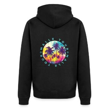 Malle Tour Palmen - Unisex Premium Bio Zip Hoodie - Schwarz - Hinten - Nico (187cm)