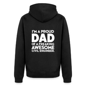 Father Funny Civil Engineer Dad - Unisex Premium Organic Zip Hoodie - black - Back - Nico (187cm)