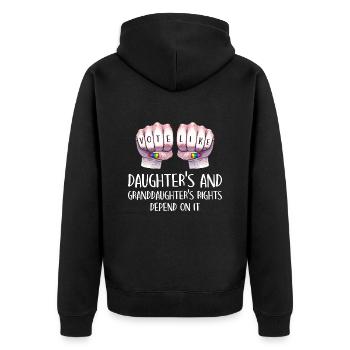 Grandma Feminism Little Girl Granny - Unisex Premium Organic Zip Hoodie - black - Back - Nico (187cm)